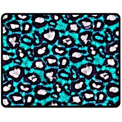 Turquoise Black Cheetah Abstract  Fleece Blanket (Medium) 