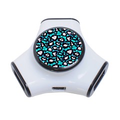 Turquoise Black Cheetah Abstract  3-port Usb Hub by OCDesignss