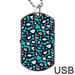 Turquoise Black Cheetah Abstract  Dog Tag USB Flash (Two Sides)  Front