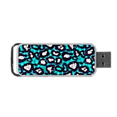 Turquoise Black Cheetah Abstract  Portable Usb Flash (two Sides) by OCDesignss