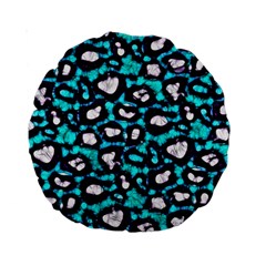 Turquoise Black Cheetah Abstract  Standard 15  Premium Round Cushions