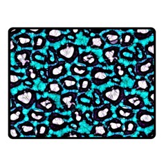 Turquoise Black Cheetah Abstract  Double Sided Fleece Blanket (Small) 