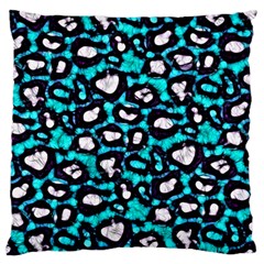 Turquoise Black Cheetah Abstract  Standard Flano Cushion Cases (One Side) 