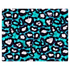 Turquoise Black Cheetah Abstract  Double Sided Flano Blanket (medium)  by OCDesignss