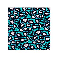 Turquoise Black Cheetah Abstract  Small Satin Scarf (Square) 