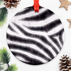 Black&white Zebra Abstract Pattern  Round Ornament (two Sides) 