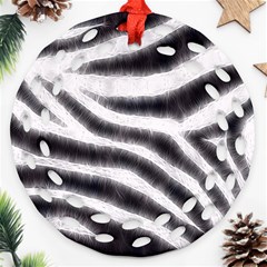 Black&white Zebra Abstract Pattern  Round Filigree Ornament (2side)