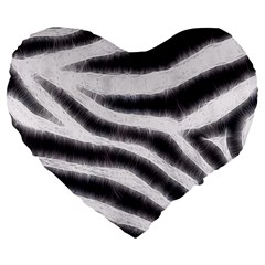 Black&white Zebra Abstract Pattern  Large 19  Premium Flano Heart Shape Cushions by OCDesignss