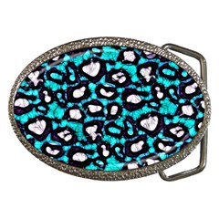 Turquoise Blue Cheetah Abstract  Belt Buckles