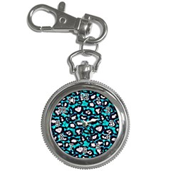 Turquoise Blue Cheetah Abstract  Key Chain Watches