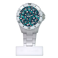 Turquoise Blue Cheetah Abstract  Nurses Watches