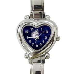 Moon And Stars Heart Italian Charm Watch