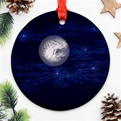 Moon And Stars Round Ornament (two Sides) 