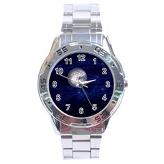 Moon And Stars Stainless Steel Men s Watch