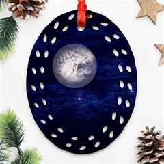 Moon And Stars Ornament (oval Filigree) 