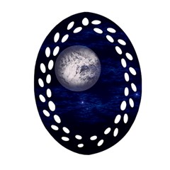 Moon And Stars Oval Filigree Ornament (2-side) 