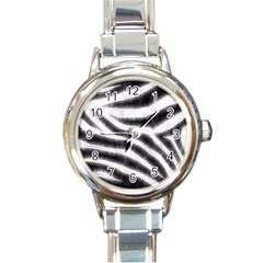 Black&white Zebra Abstract Pattern  Round Italian Charm Watches