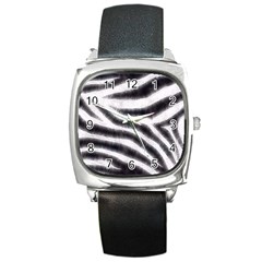 Black&white Zebra Abstract Pattern  Square Metal Watches