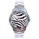 Black&White Zebra Abstract Pattern  Stainless Steel Men s Watch Front