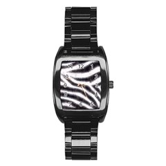 Black&white Zebra Abstract Pattern  Stainless Steel Barrel Watch