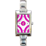 Pink White abstract unique patterns  Rectangle Italian Charm Watches Front