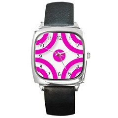 Pink White Abstract Unique Patterns  Square Metal Watches