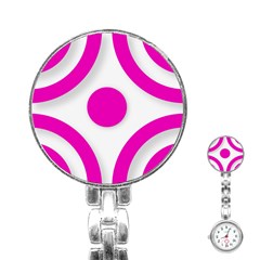 Pink White Abstract Unique Patterns  Stainless Steel Nurses Watches