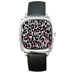 Pink Cheetah Bling  Square Metal Watches by OCDesignss