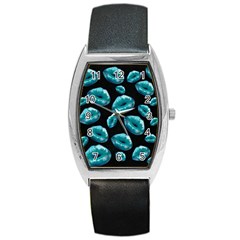 Turquoise Sassy Lips  Barrel Metal Watches