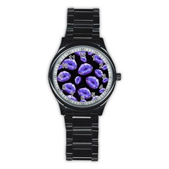 Sassy Purple Puckered Lips  Stainless Steel Round Watches