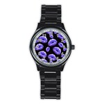 Sassy Purple Puckered Lips  Stainless Steel Round Watches Front