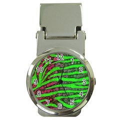 Florescent Green Zebra Print Abstract  Money Clip Watches