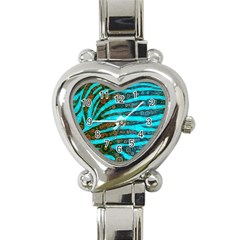 Turquoise Blue Zebra Abstract  Heart Italian Charm Watch