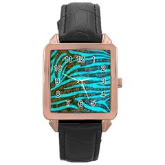 Turquoise Blue Zebra Abstract  Rose Gold Watches by OCDesignss