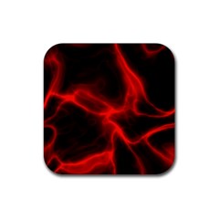 Cosmic Energy Red Rubber Coaster (square)  by ImpressiveMoments