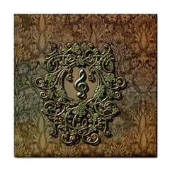 Elegant Clef With Floral Elements On A Background With Damasks Tile Coasters