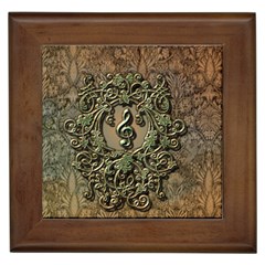 Elegant Clef With Floral Elements On A Background With Damasks Framed Tiles