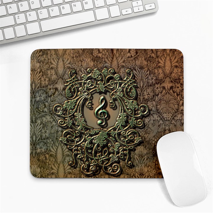 Elegant Clef With Floral Elements On A Background With Damasks Large Mousepads