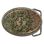 Elegant Clef With Floral Elements On A Background With Damasks Belt Buckles Front