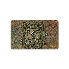 Elegant Clef With Floral Elements On A Background With Damasks Magnet (name Card)