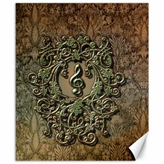 Elegant Clef With Floral Elements On A Background With Damasks Canvas 8  X 10 