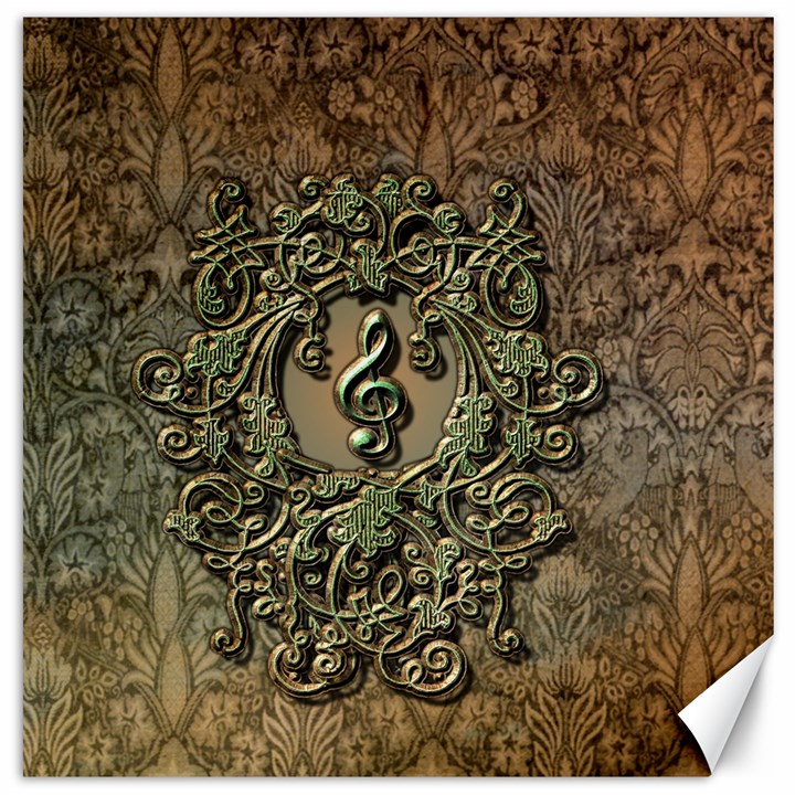 Elegant Clef With Floral Elements On A Background With Damasks Canvas 12  x 12  