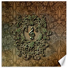 Elegant Clef With Floral Elements On A Background With Damasks Canvas 16  X 16  