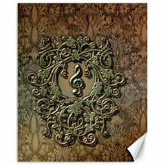 Elegant Clef With Floral Elements On A Background With Damasks Canvas 16  X 20  