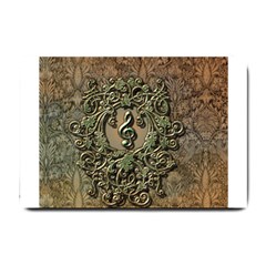 Elegant Clef With Floral Elements On A Background With Damasks Small Doormat 