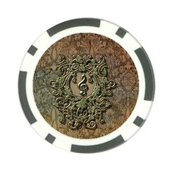 Elegant Clef With Floral Elements On A Background With Damasks Poker Chip Card Guards