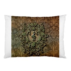 Elegant Clef With Floral Elements On A Background With Damasks Pillow Cases