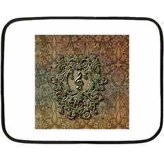 Elegant Clef With Floral Elements On A Background With Damasks Fleece Blanket (mini) by FantasyWorld7