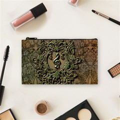 Elegant Clef With Floral Elements On A Background With Damasks Cosmetic Bag (small) 