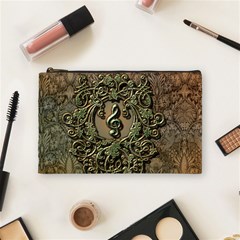 Elegant Clef With Floral Elements On A Background With Damasks Cosmetic Bag (medium) 